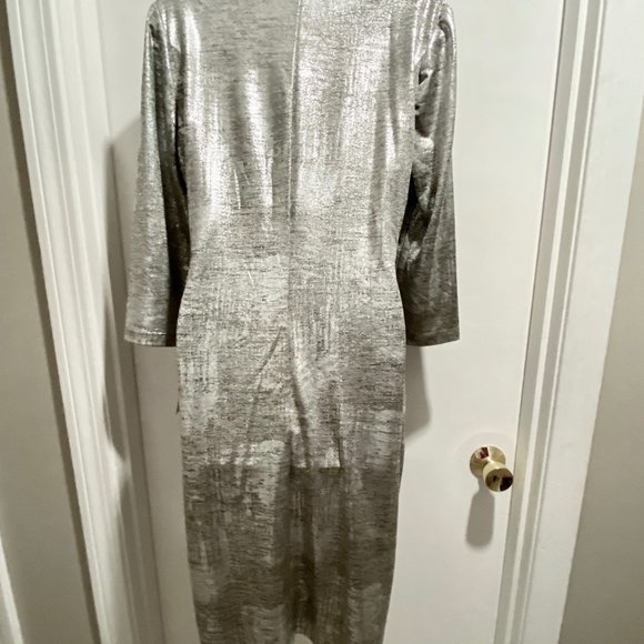 (4) Anne Klein Minimalist Quiet Luxury Retro 20s Drape Faux Wrap Midi Dress 10 - Picture 6 of 10